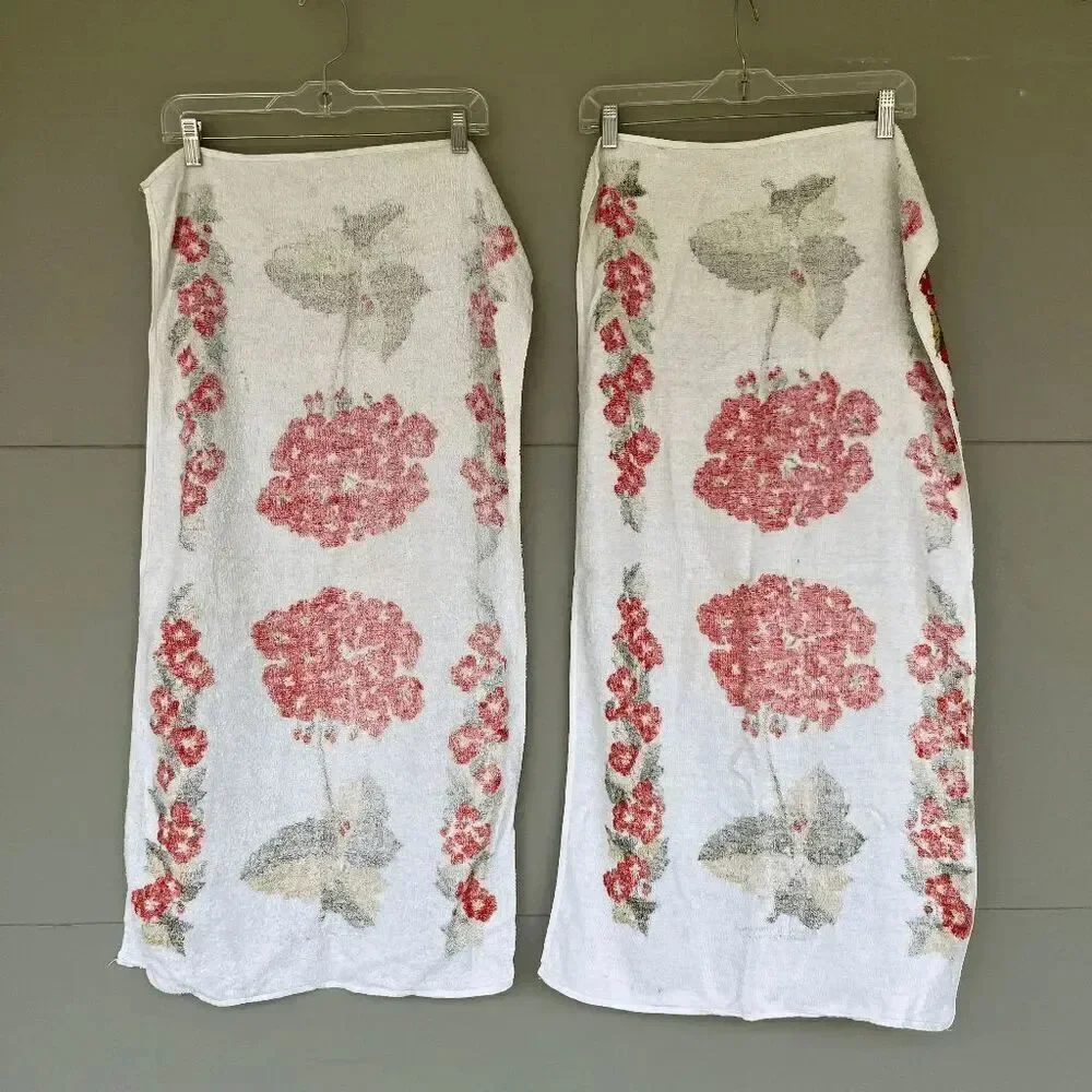 Vintage Geranium Terry Cloth Towels – Set of 2 Orange Floral 36